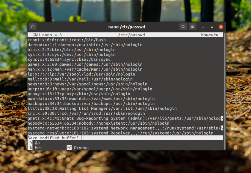 Saving a file in Nano Linux