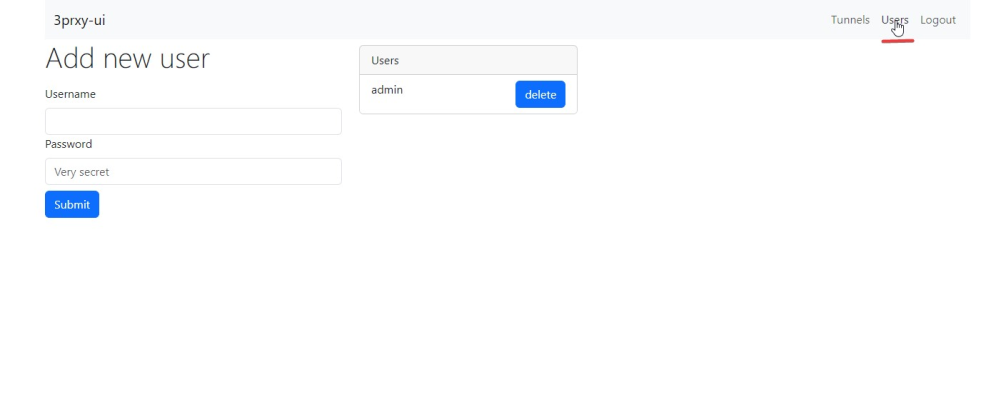 Using 3proxy + ui