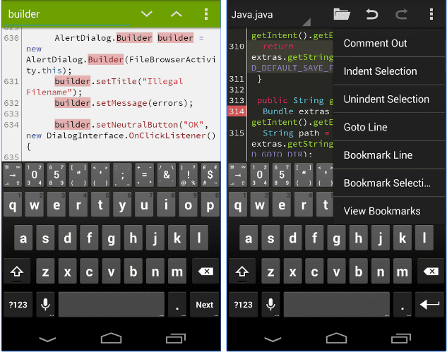 Text editors on Android