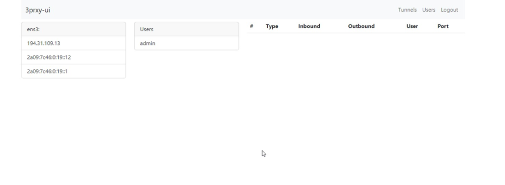 Using 3proxy + ui