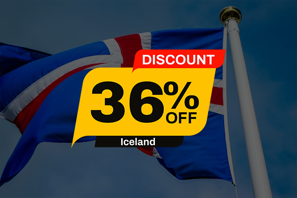 36% discount in honor of the opening of the 36th country - Iceland