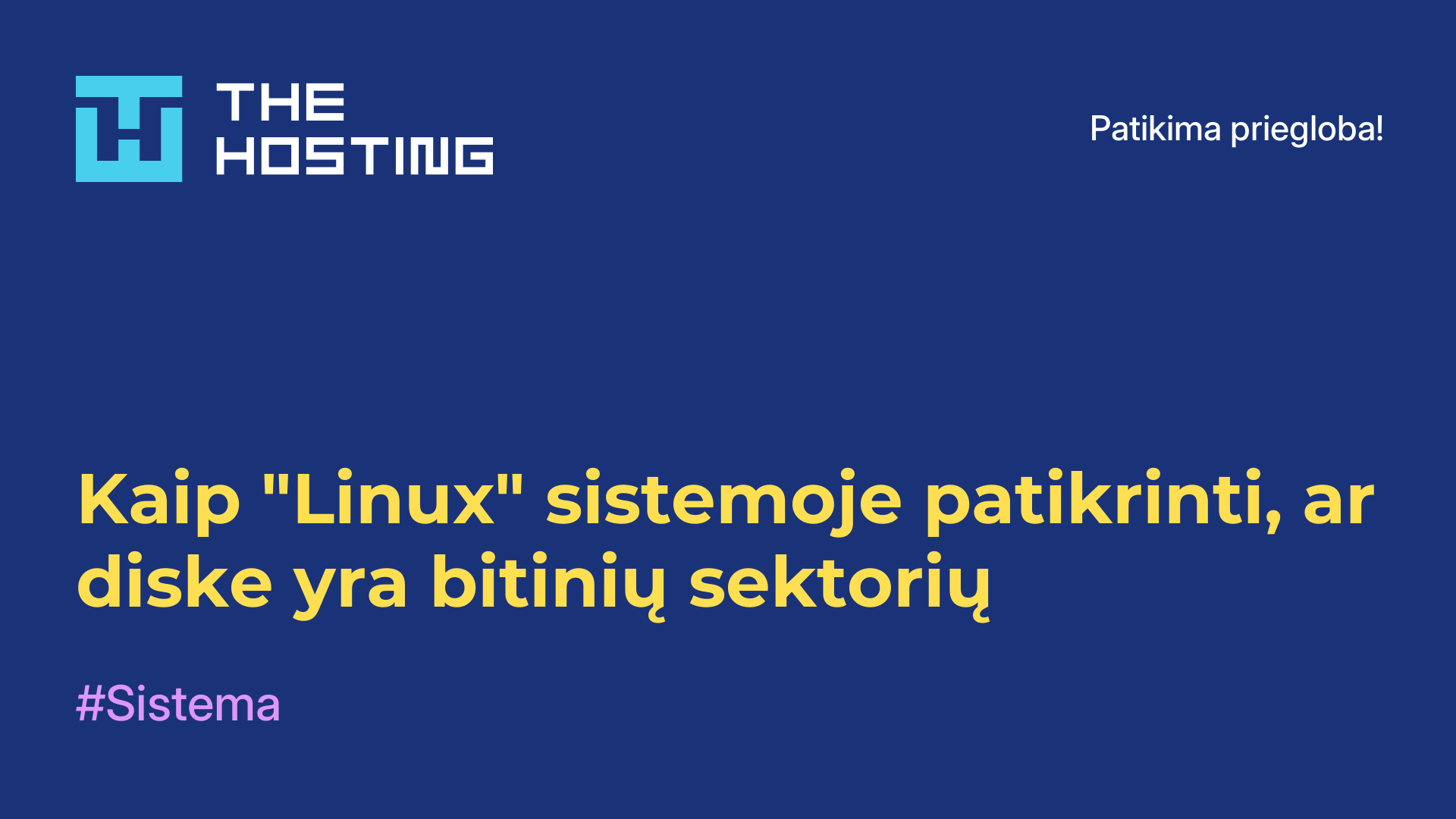 Kaip "Linux" sistemoje patikrinti, ar diske yra bitinių sektorių