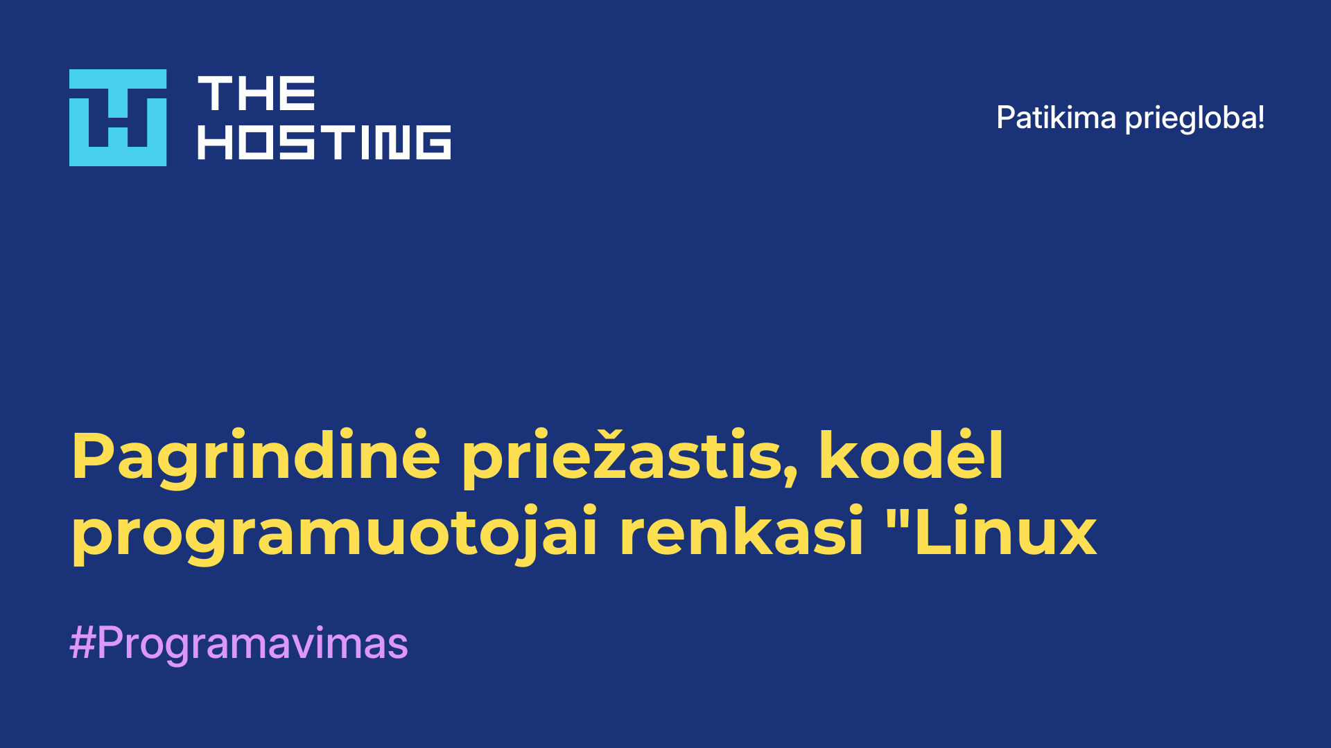 Pagrindinė priežastis, kodėl programuotojai renkasi "Linux