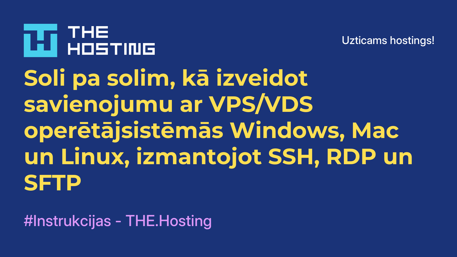 Soli pa solim, kā izveidot savienojumu ar VPS/VDS operētājsistēmās Windows, Mac un Linux, izmantojot SSH, RDP un SFTP