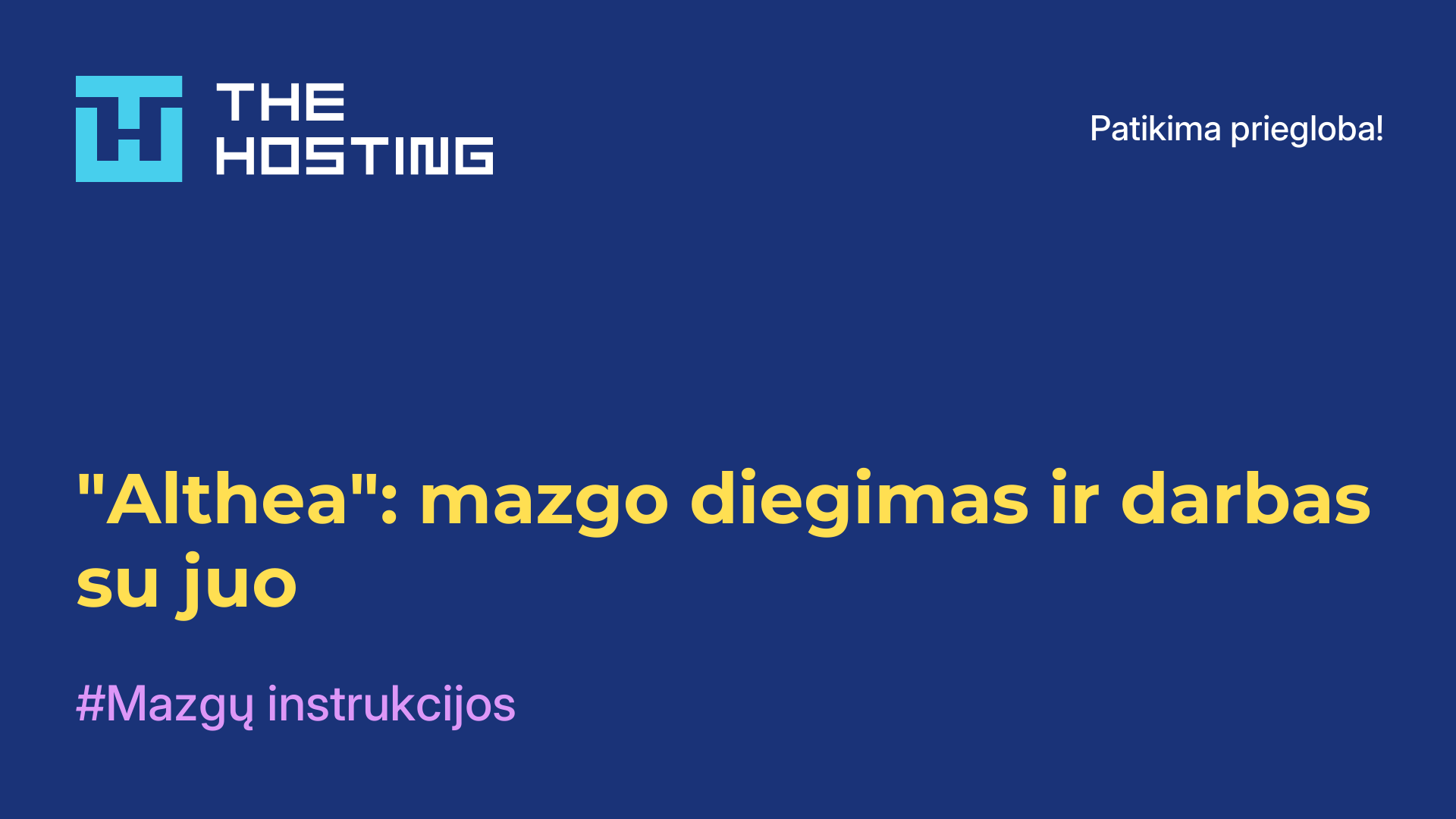 "Althea": mazgo diegimas ir darbas su juo