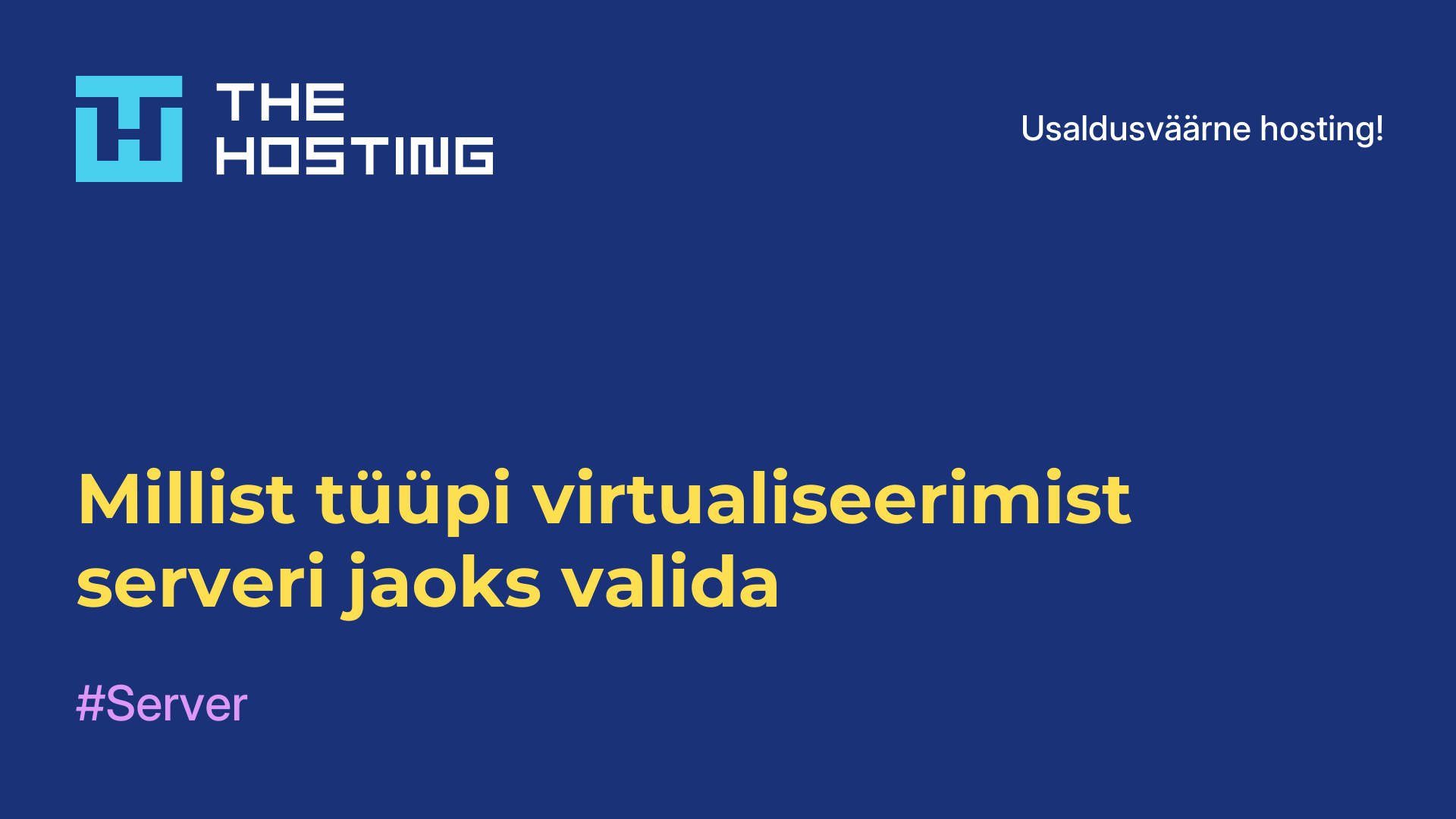 Millist tüüpi virtualiseerimist serveri jaoks valida