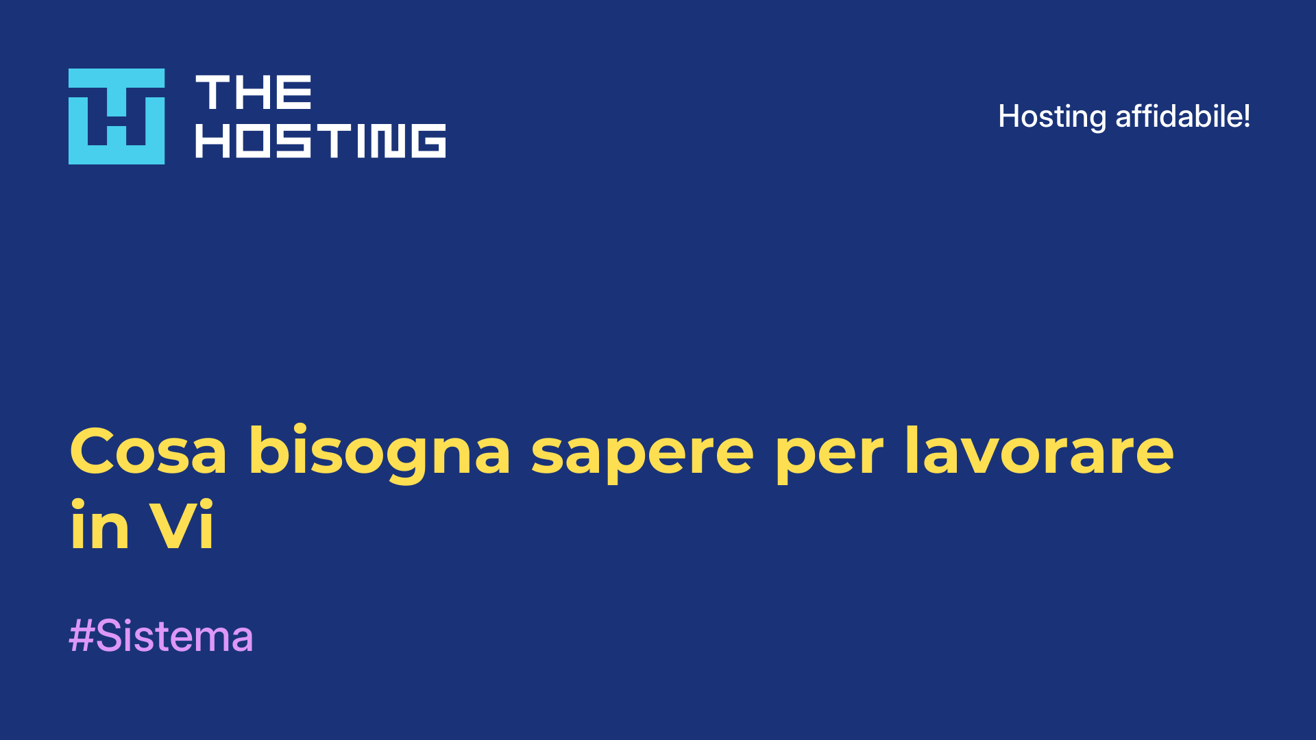 Cosa bisogna sapere per lavorare in Vi