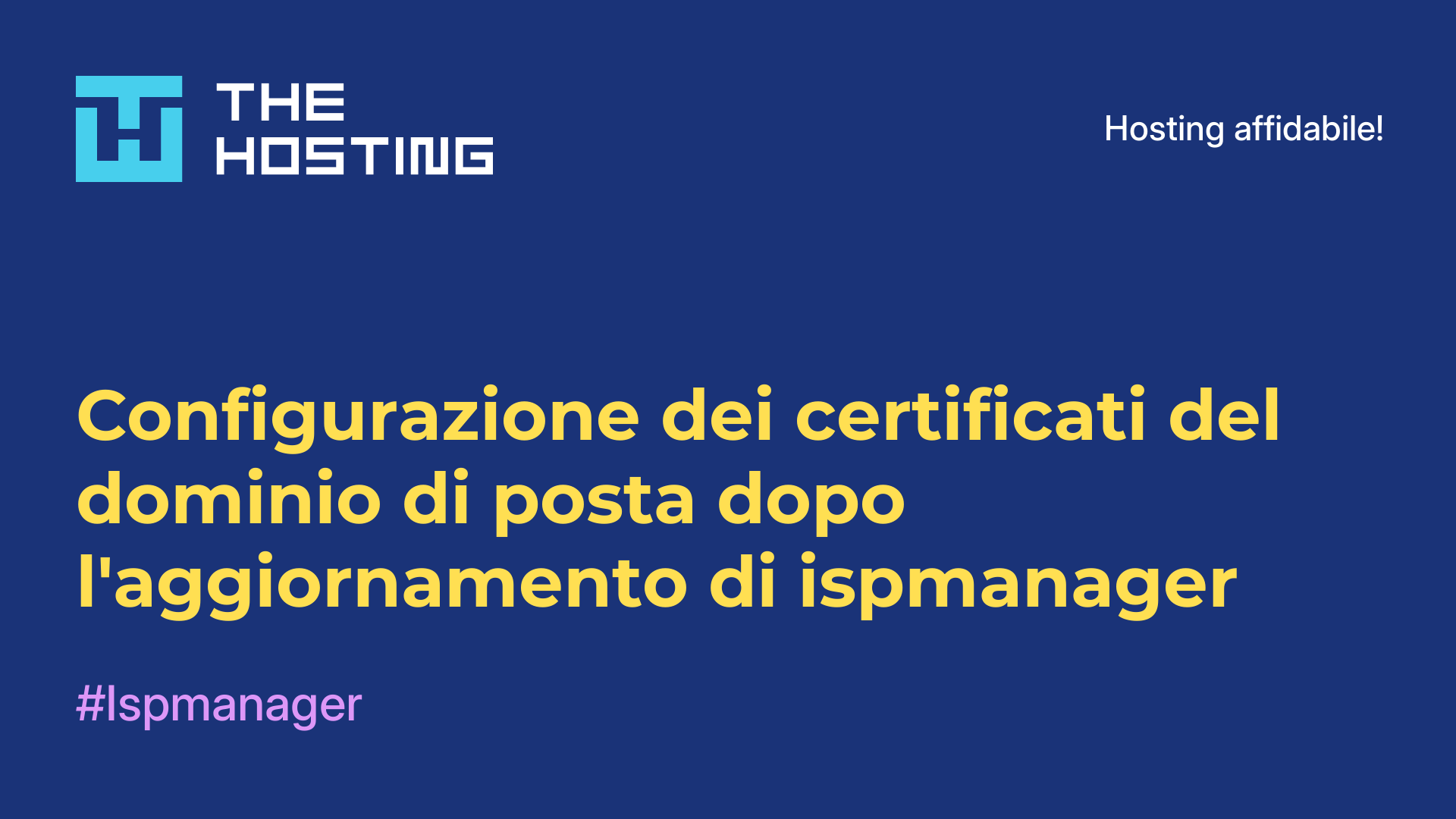 Configurazione dei certificati del dominio di posta dopo l'aggiornamento di ispmanager