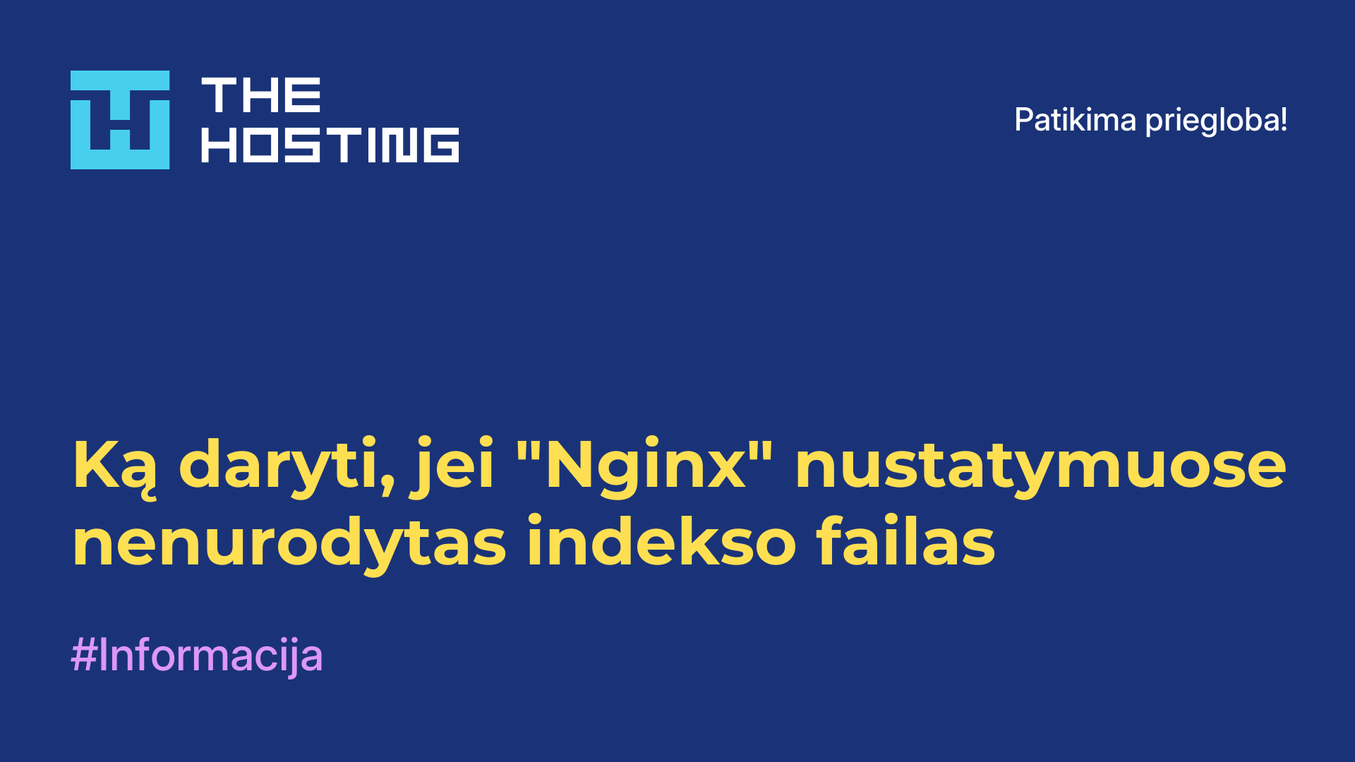 Ką daryti, jei "Nginx" nustatymuose nenurodytas indekso failas